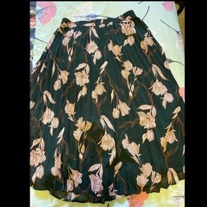 Pleated Floral Midi Skirt